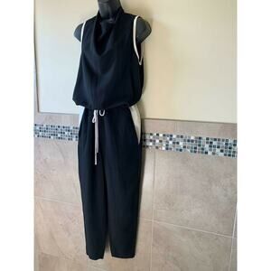 NWOT HELMUT LANG Black and White Crepe Sleeveless Jumpsuit SZ 0
